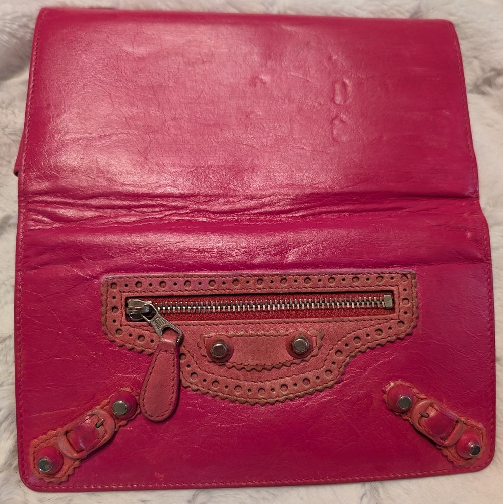 Balenciaga Pink Leather Women's Wallet As Is - Picture 4 of 13